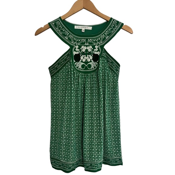 Studio M Tops - Studio M Green Floral Scoop Neck Tank Top Size S